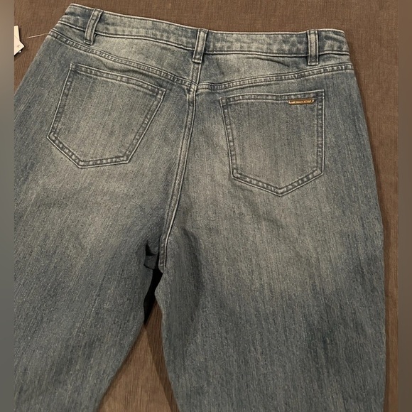 MICHAEL KORS Double Button Sailor Flared Jeans Blue Womens Petite 12P NWT - Picture 7 of 9